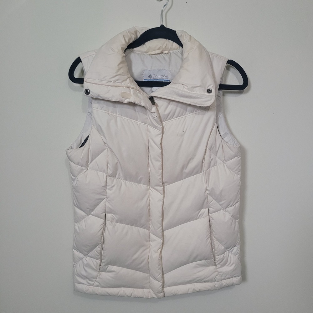 Columbia Small Puffer Vest Womens‎ Off White Quilted Down Insulated WL1021